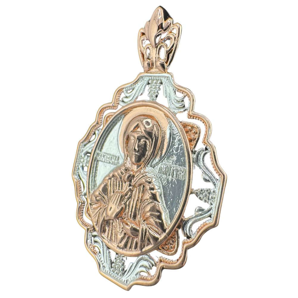 St. Matrona Pendant Plated in Two-Tone Gold (Rose and White) St. Matrona Pendant Plated in Two-Tone Gold (Rose and White)
